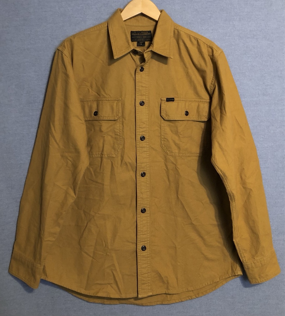 Filson Field Flannel Shirt Mens Medium M Nubuck Tan Button Up Utility Workwear